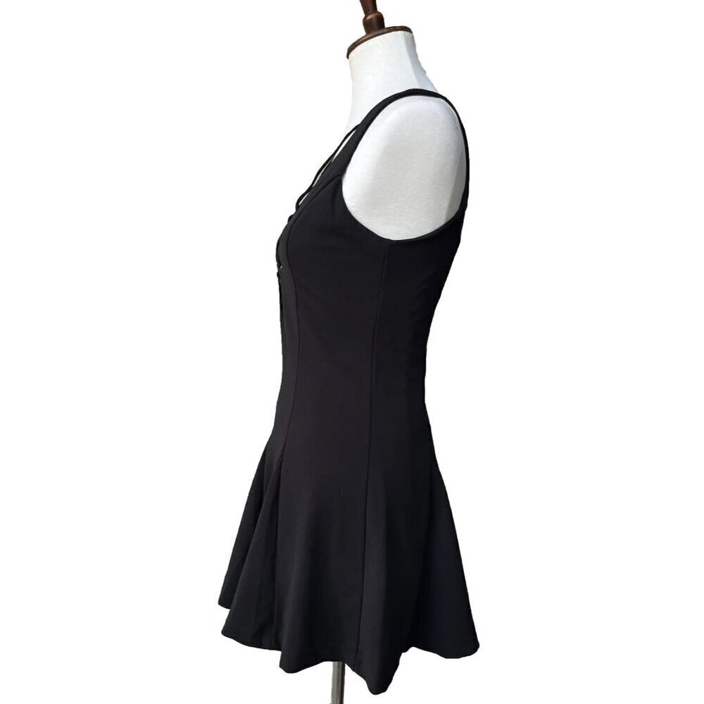 Tea & Cup Womens’s Black Lace Up Skater Mini Dress Size M - Picture 2 of 12